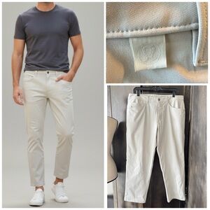 Lululemon ABC Mens Pant 34 Cream Classic Casual Warpstreme On The Move